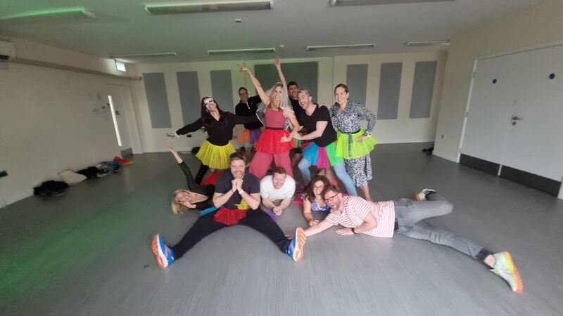 Hen party group celebrating in Bristol dance studio